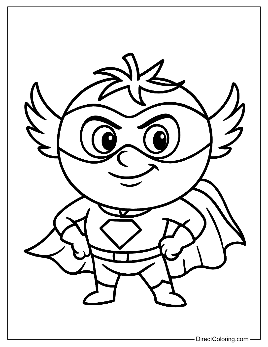 Tomato Superhero Coloring Page For Kids